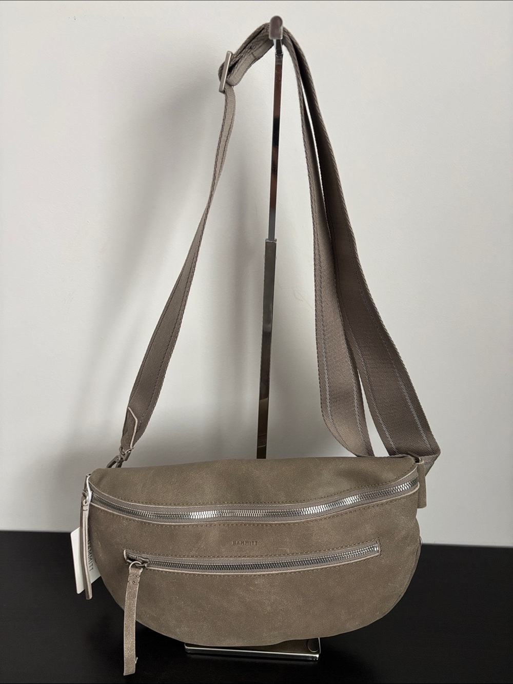 NWT Hammitt Charles Large Pewter Crossbody Bag with Adjustable Strap